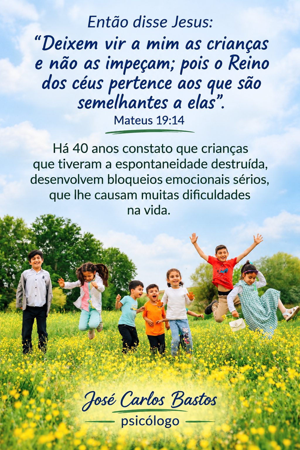 Somos crianças diante de Deus e o pai sempre tem mais experiência para nos orientar, prevenir e proteger. Confie no papai que é justo e nos ama.
